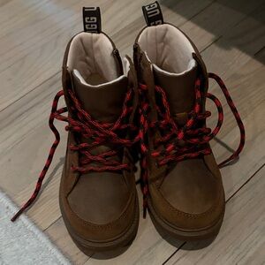 UGG Kids Brown Boots with Red Laces